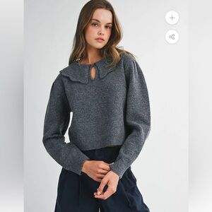 NWT Mable Harper Scallop Sweater in Charcoal